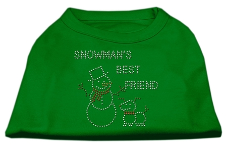 Snowman's Best Friend Rhinestone Shirt Emerald Green Med